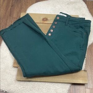 Judy Blue Emerald Teal Wide Leg Crop Jeans